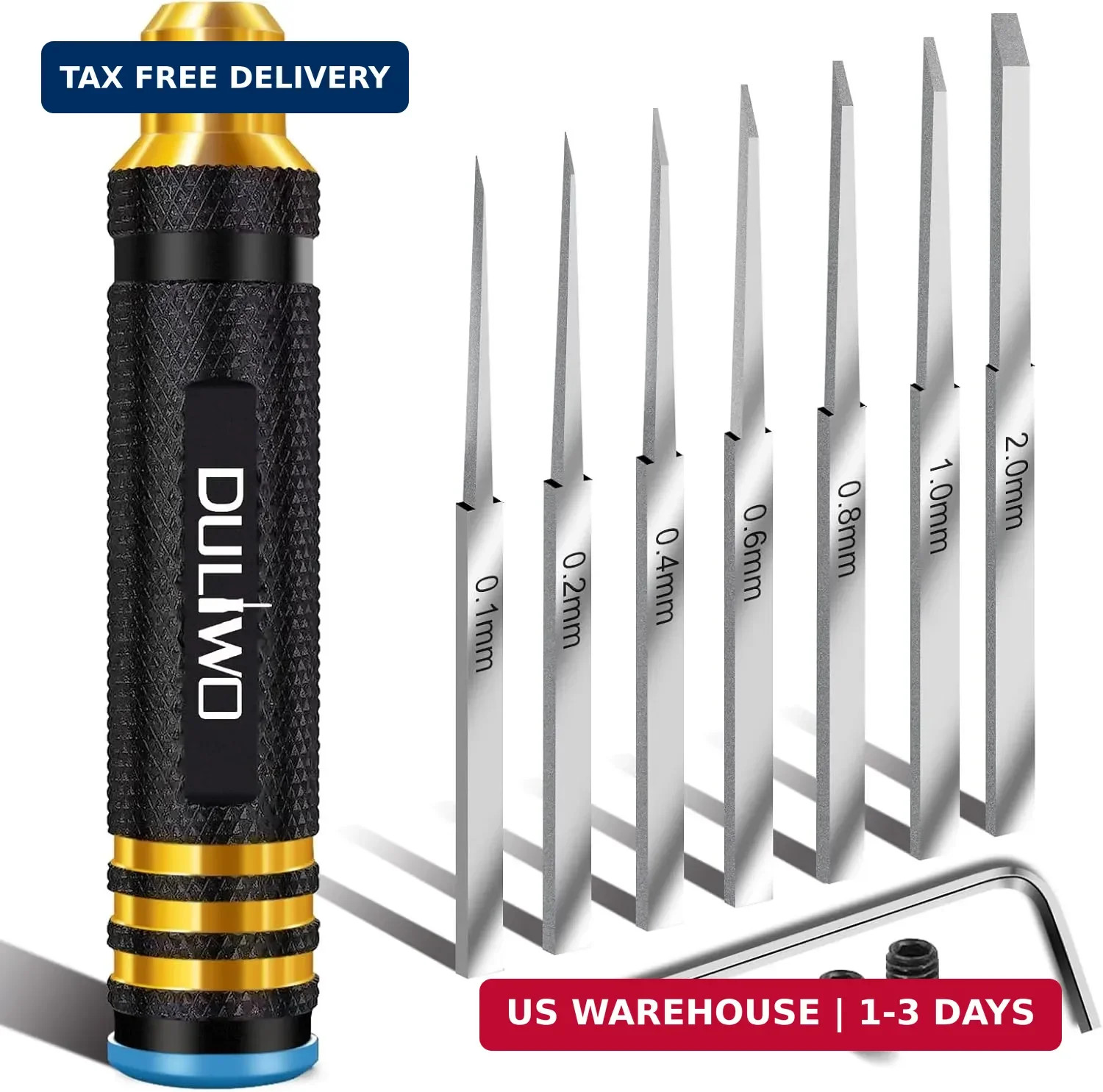 Hobby Craft Model Scriber Chisel, Panel Line Engraving Tool, 7 Blades, Black