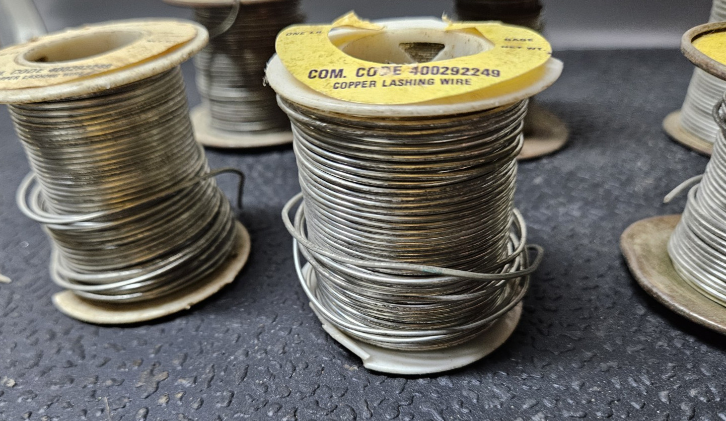 VINTAGE WESTERN ELECTRIC AT-6157 COPPER LASHING WIRE 7 ROLLS 4.6lbs Used
