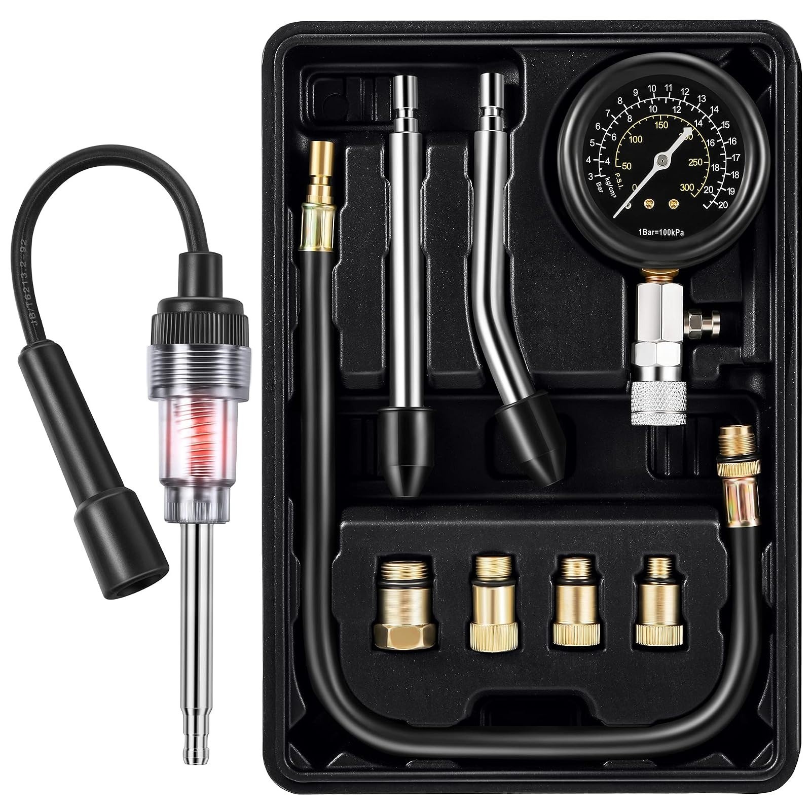 9 Pcs Automotive Compression Tester Kit – Universal Engine Testing Tools
