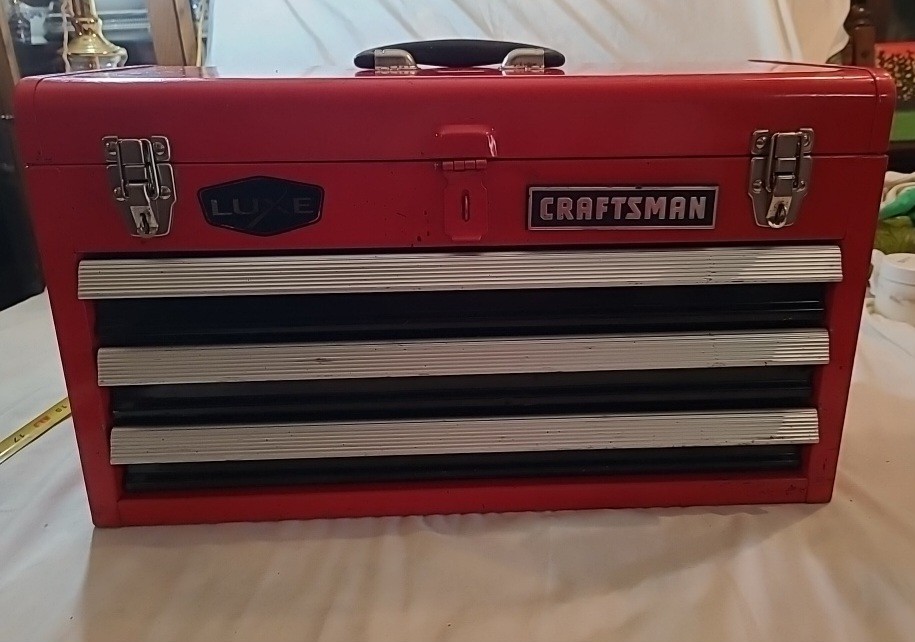 Craftsman 3 Drawer Metal Red Portable Tool Box Chest 20.5″ L x 12″ H