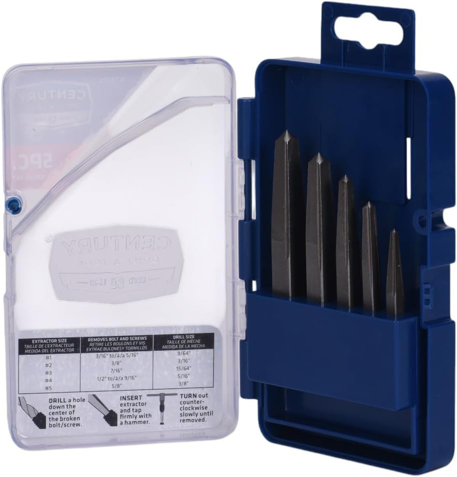 73215 Square Screw Extractor Set, 5 Piece | Set Contains #1 through #5, Will Not