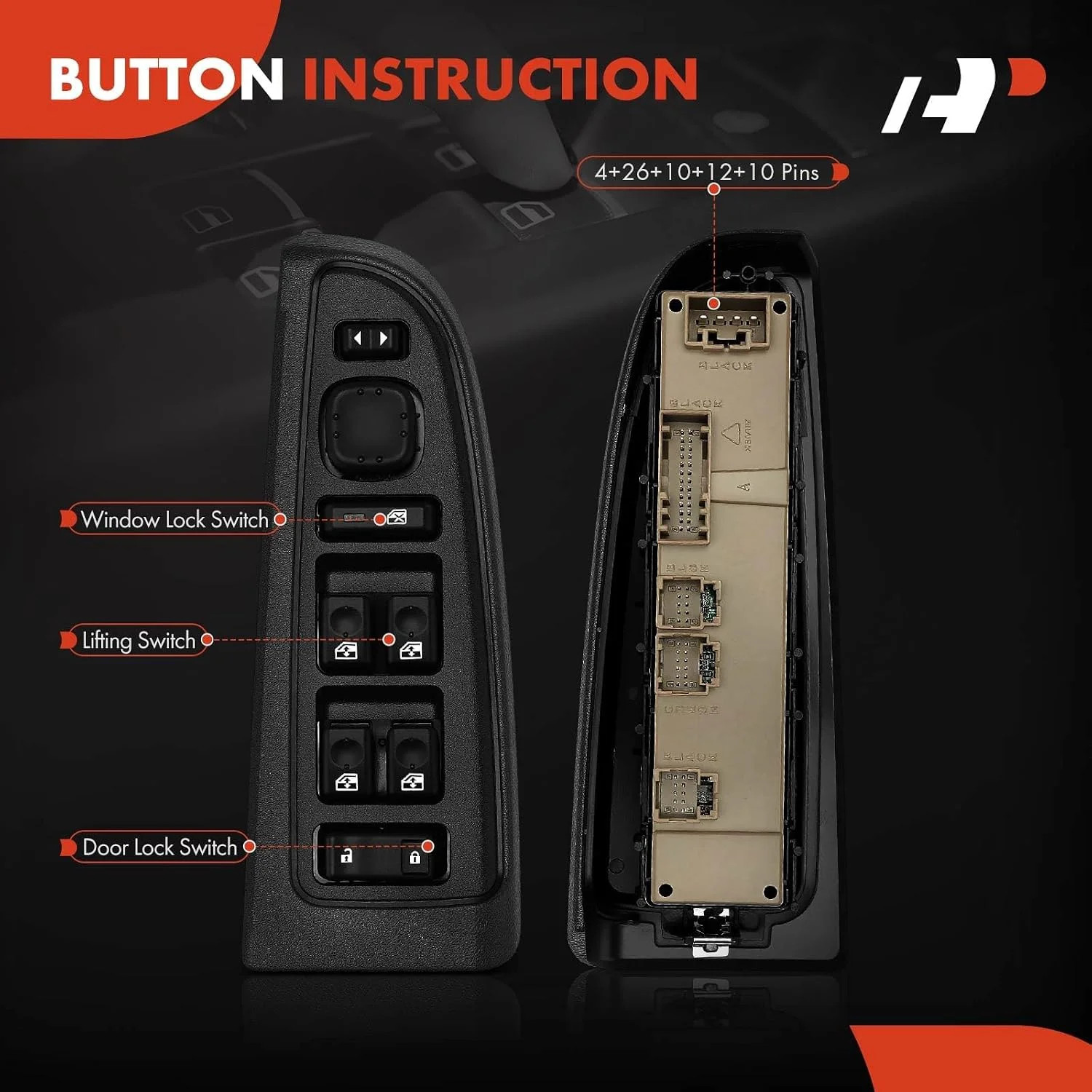 A-Premium 15883323 Front Driver Side Master Power Window Switch & Bezel Compatib