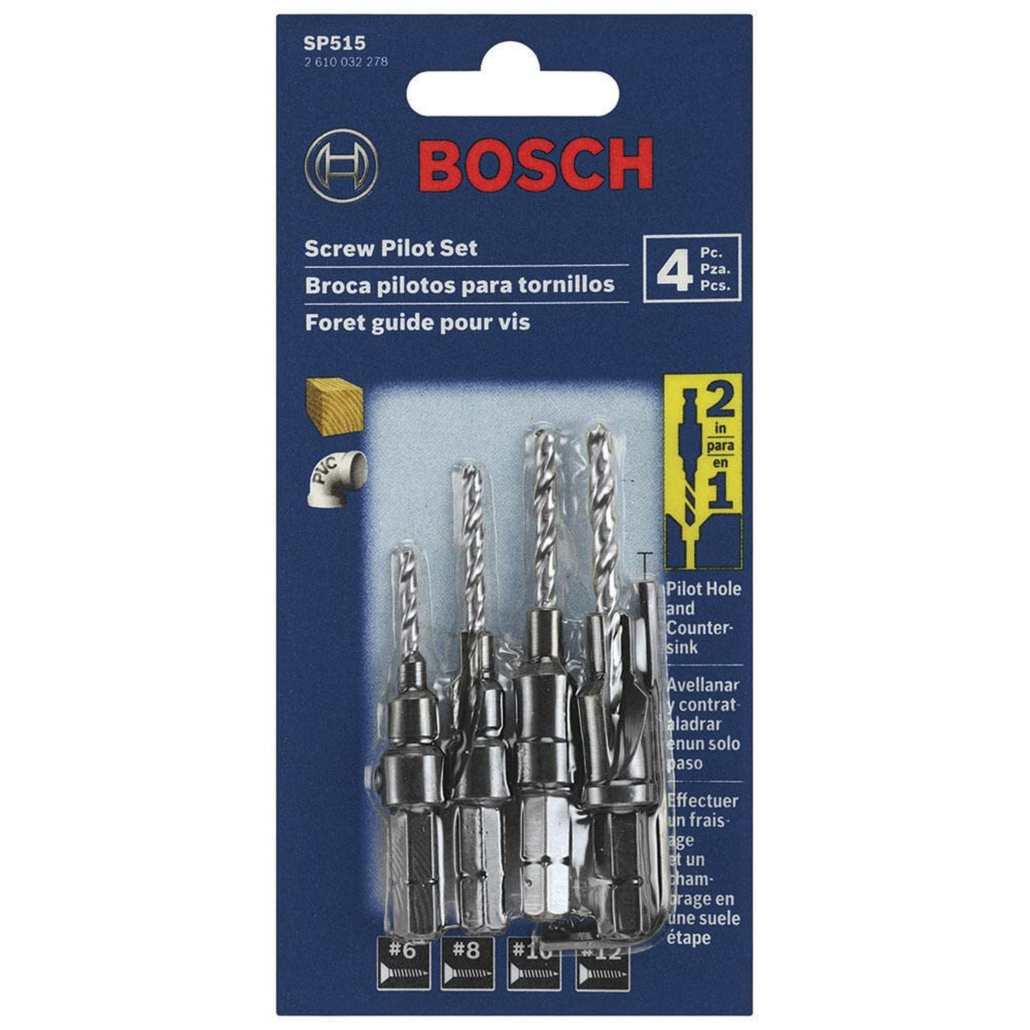 BOSCH SP515 5 Piece Hex Shank Countersink Drill Bit Set with #6, #8, #10, and…
