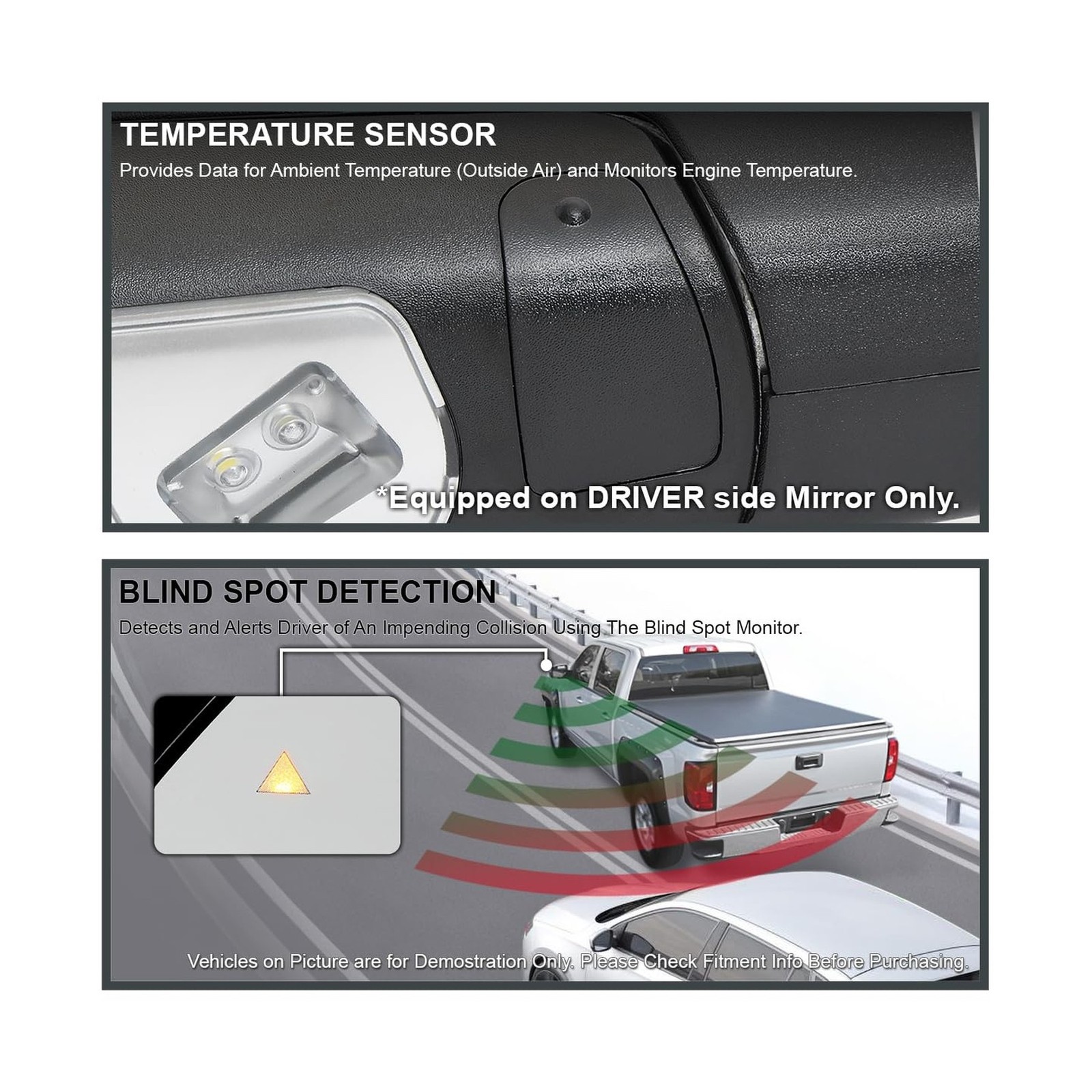 Spec-D Tuning Black Left Driver Side Power Heated Manual Fold Tow Mirror w/Pu…