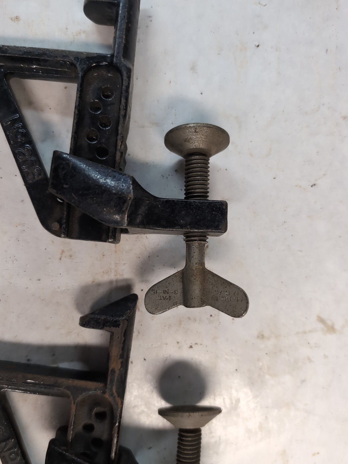 Vintage Stanley No. 203 Bench Bracket Set of Two Hold Fast Clamp Vise Bench Dog