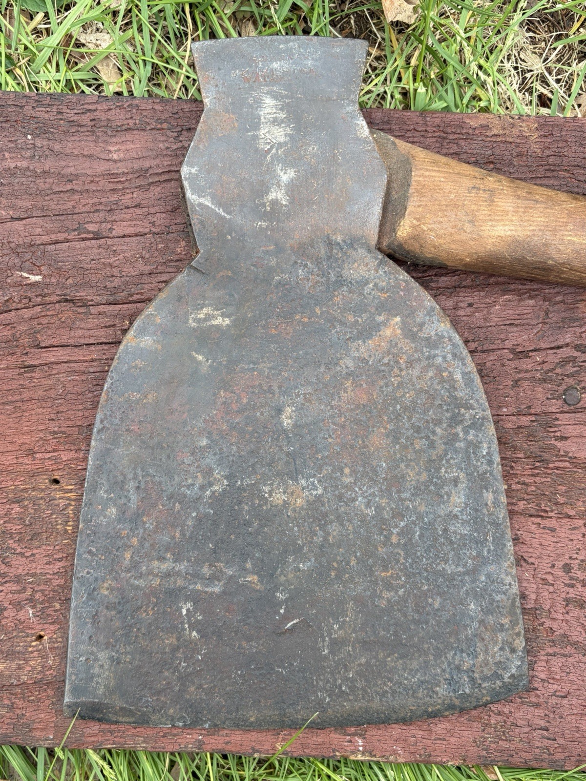 Antique Rare G BARNARD Shipwrights Axe Masting Ax maker name Stamp Watertown NY