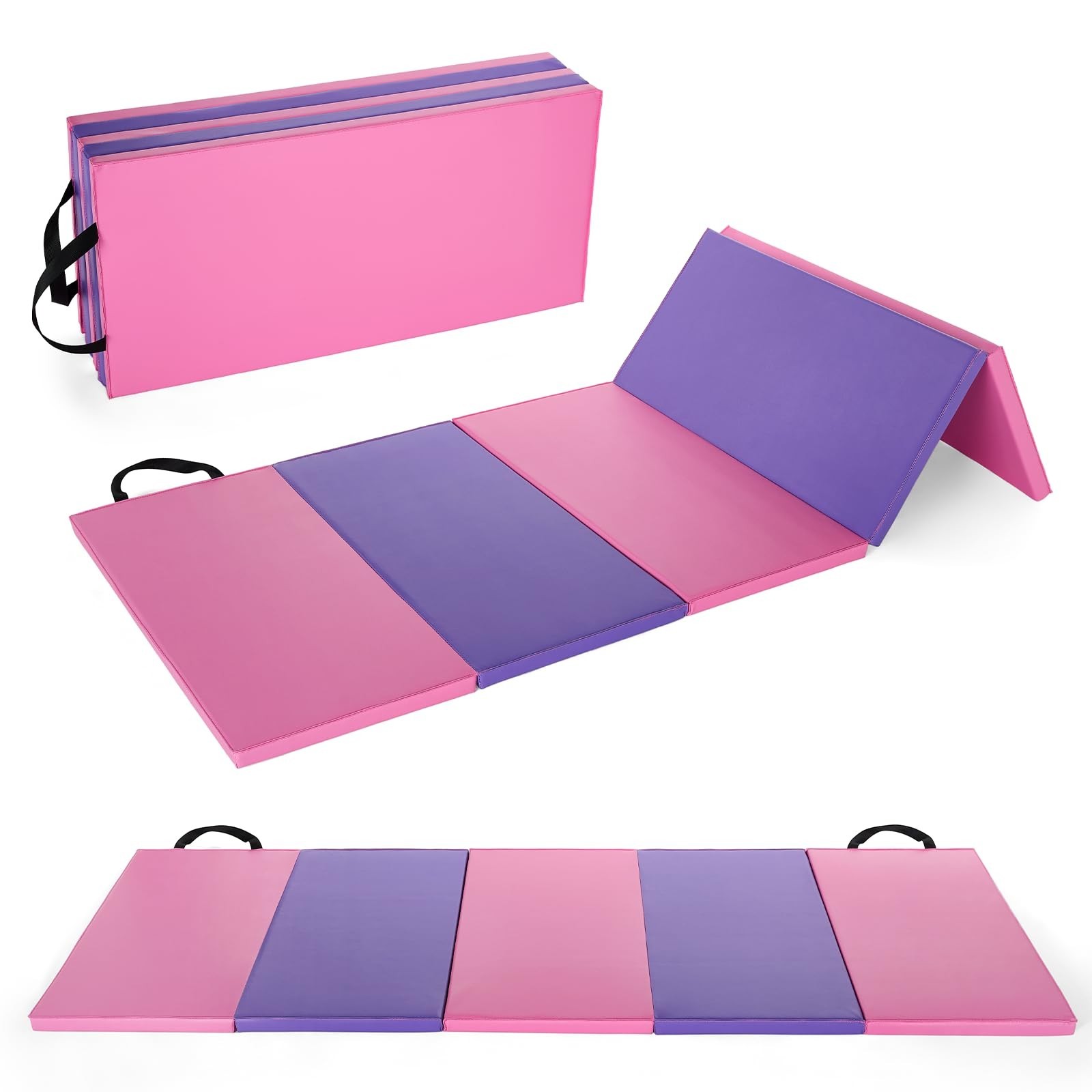 Folding Gymnastics Mat, 6×2 Ft(Four-fold) / 6.2×2.6 Ft(Five-fold)-Thick Porta…