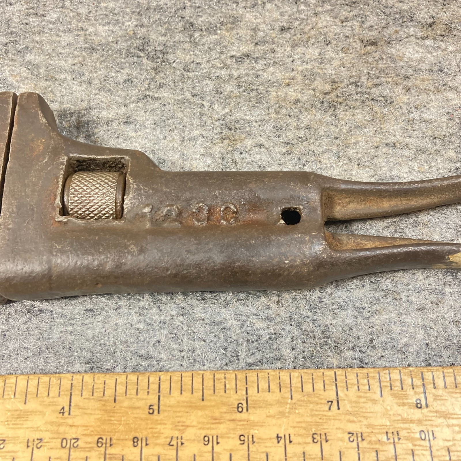 Vintage Monkey Wrench Smooth Solid Body Open Loop Handle #123C USA