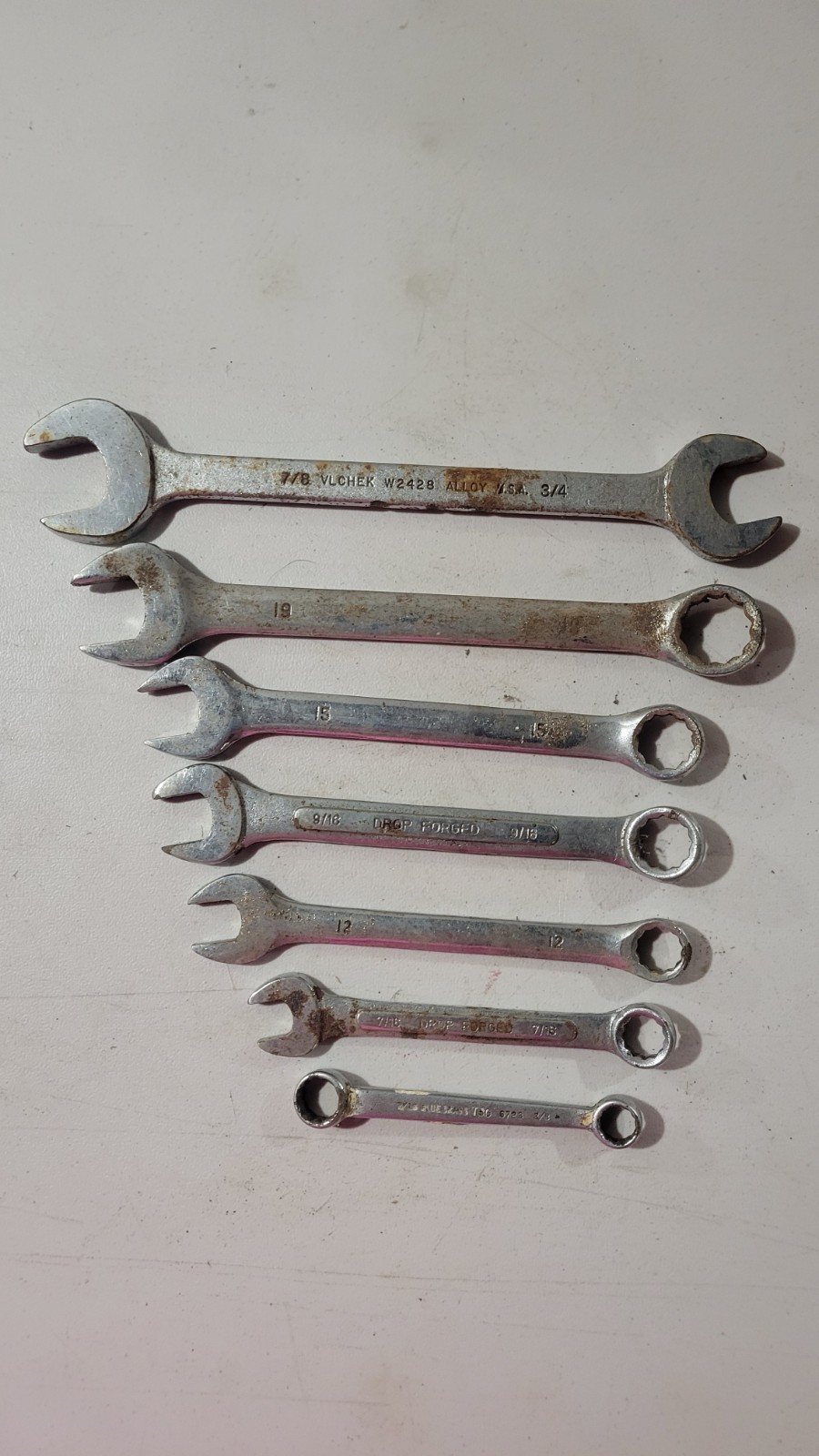 Wrenches, Group Of 7, Drop Forged And Forged Alloy. Check Pictures For Sizes