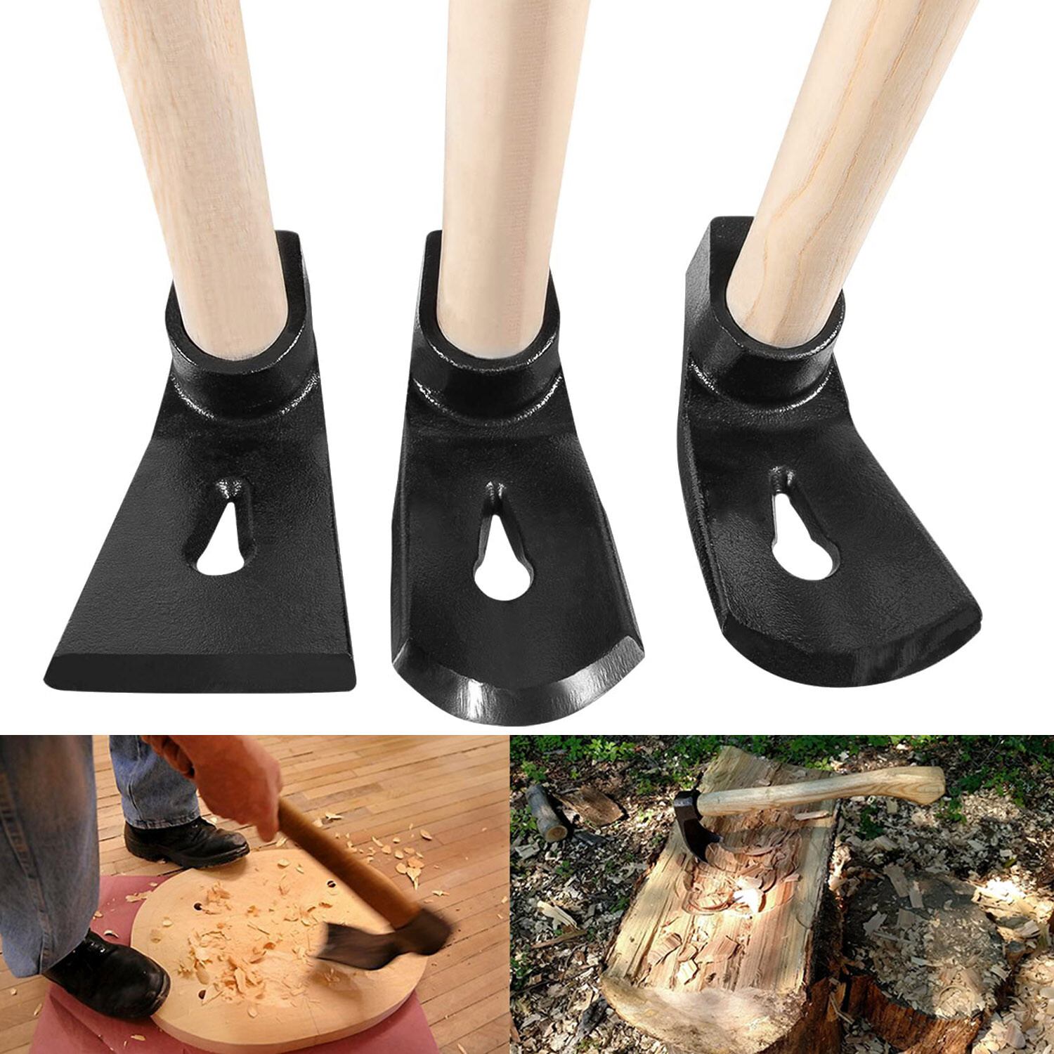 Woodworking Wood Carving Bowl Adze Tools Straight Adze, Big&Small Curve Adze