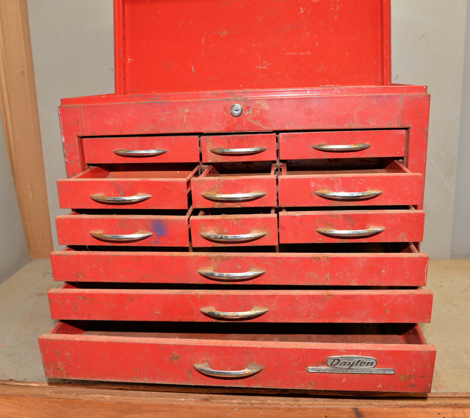 Huge Dayton 12 drawer mechanics 1950s tool box chest vintage garage rat rod