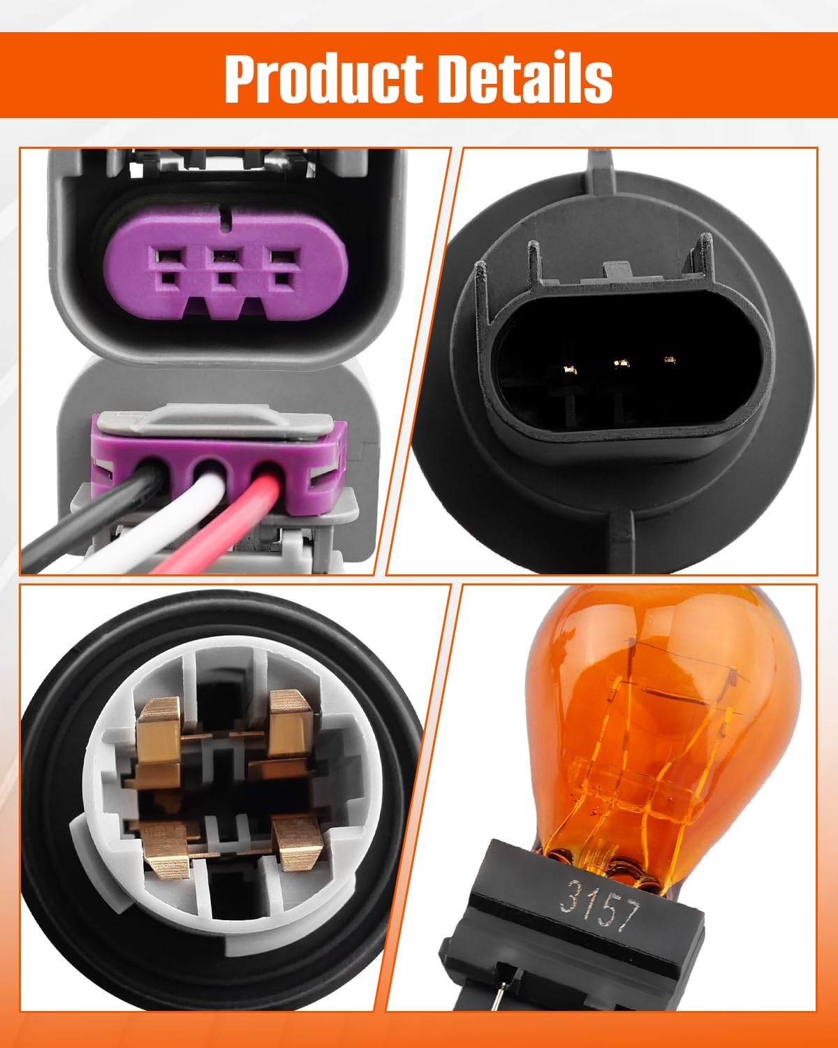 Turn Signal Light Socket Holder with Wiring Harness & Bulb, 2PCS Fit for Dodge R