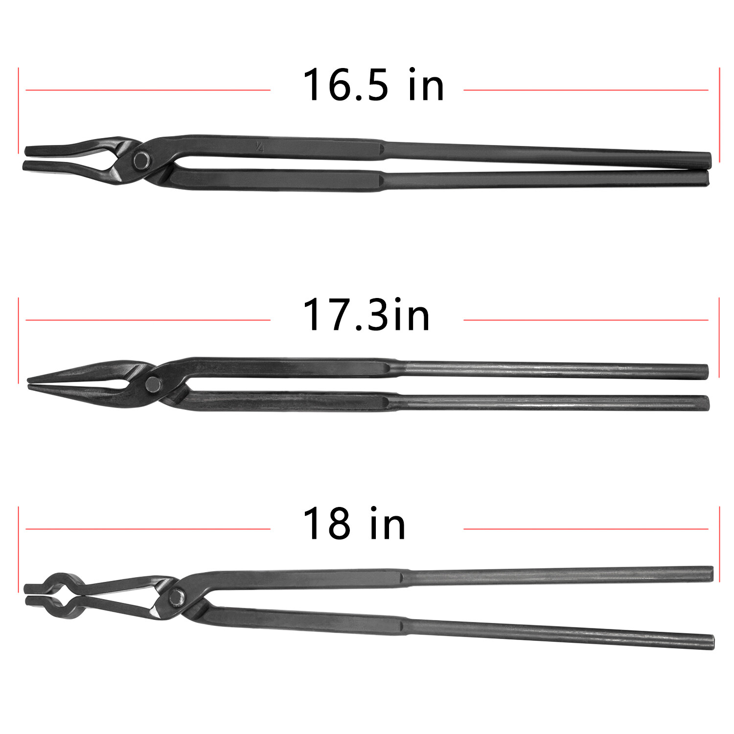 Beginner Blacksmith Tongs Forge Tong Set V-Bolt Tongs Flat Jaw Tong etc (6Pcs)