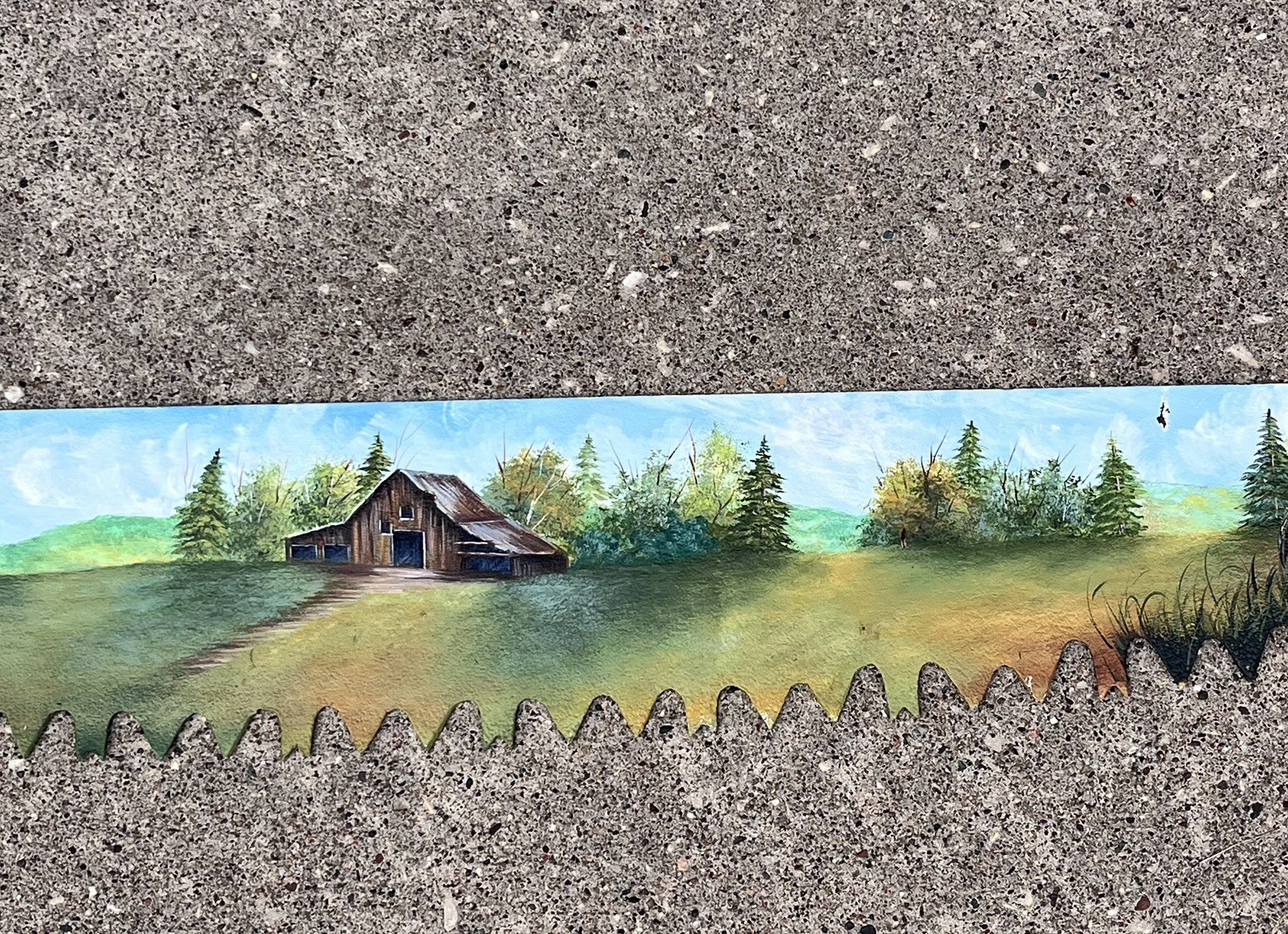 Vintage Hand Painted 2 person Crosscut 68” Saw Wall Art Rustic Farm Deer Barn