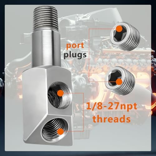 Oil Pressure Sensor Thread Adapter, 1/8-27 NPT Port Plugs for Chevy/GM Small