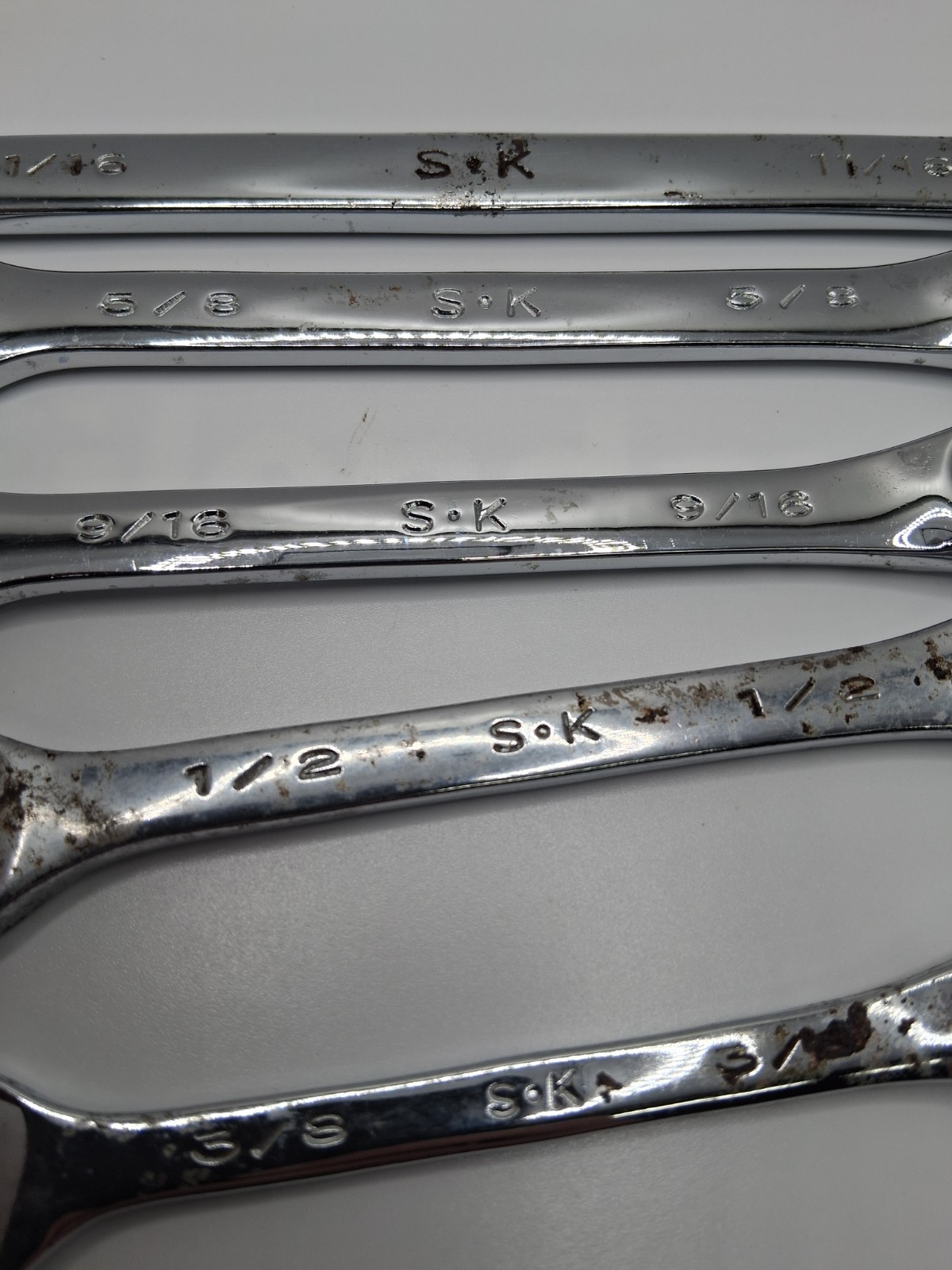 S-K Tools USA made Combination Wrenches SAE Lot Of 5 Needs Some Help