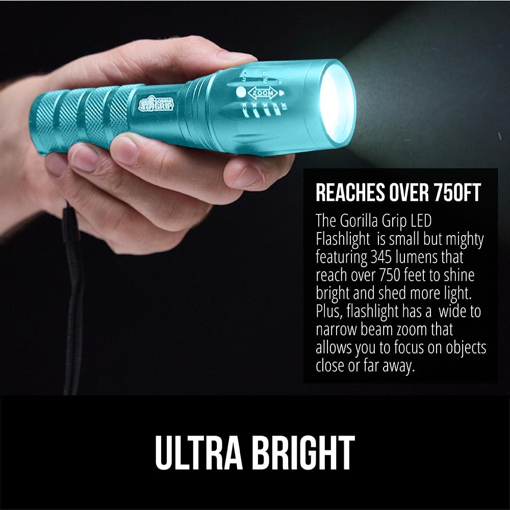 GORILLA GRIP Powerful LED Compact (5.3 x 1.5 x inches), Turquoise