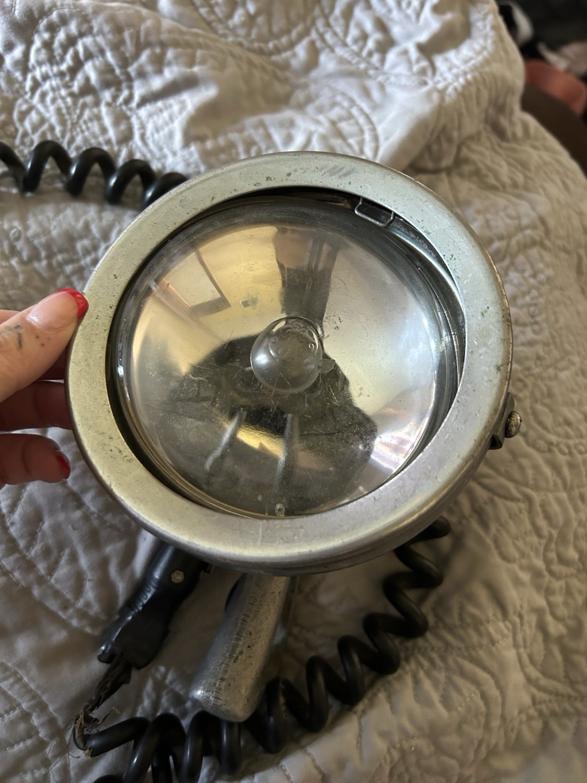 U.S. Army Vintage Handheld Spotlight Flashlight w/ Coiled Cord