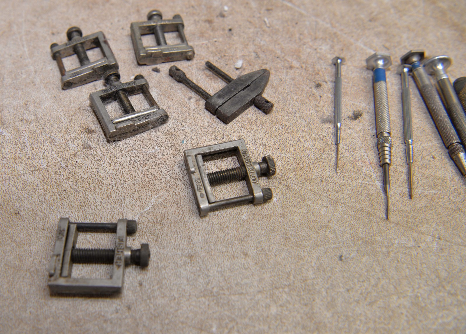 Jewelers watchmaker clamps screwdrivers precision collectible vintage tool lot