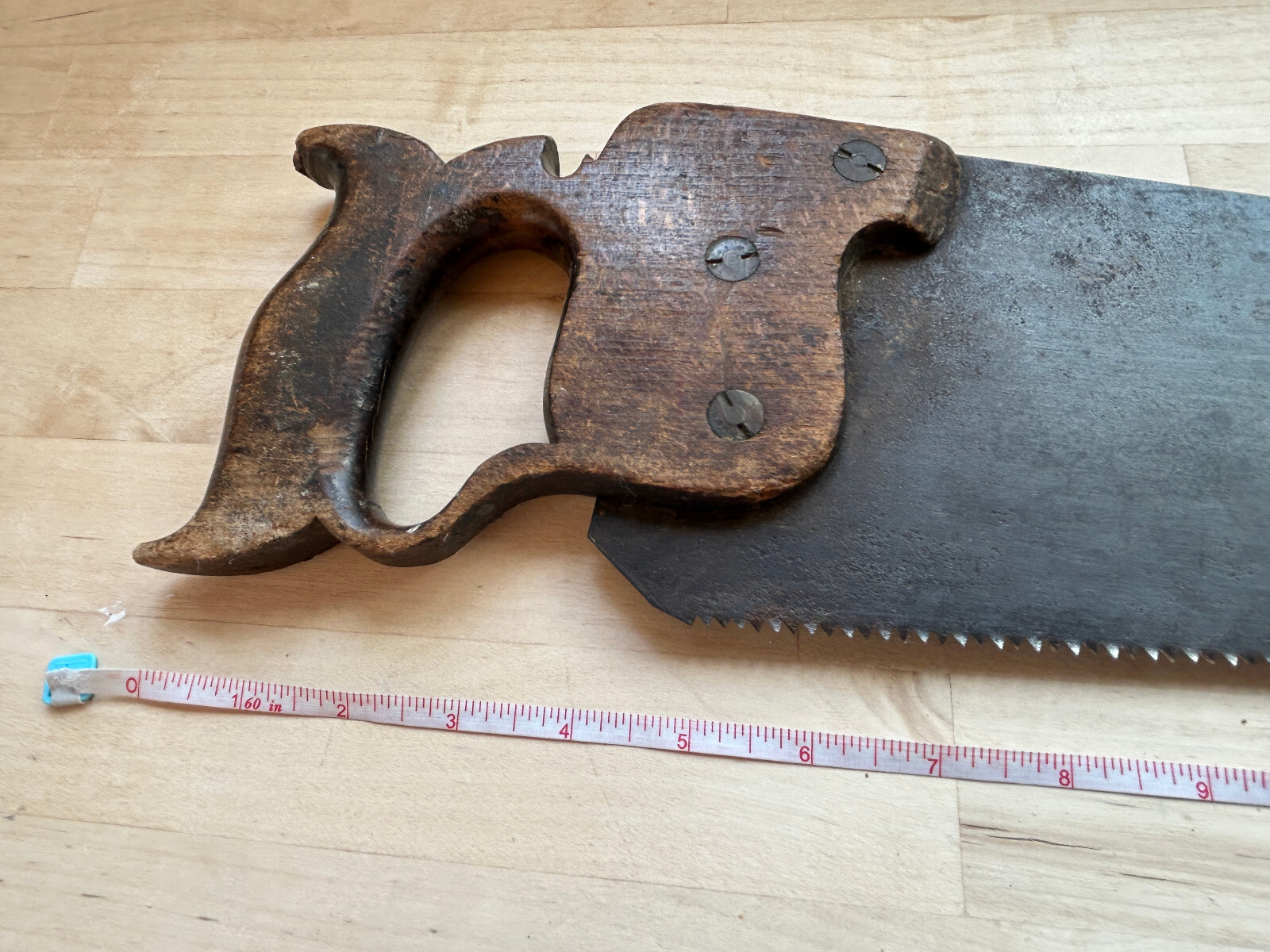 Vintage 25” Hand Saw with Wood Handle – 29″ Full Length