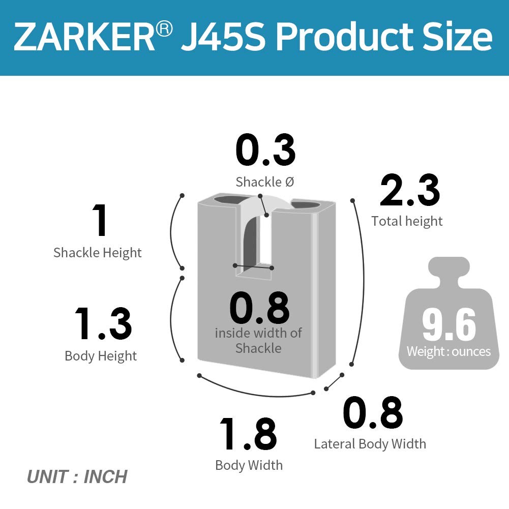 Zarker J45S keyed Alike Padlocks, Heavy Duty Stainless Steel Shackle Lock, 12…