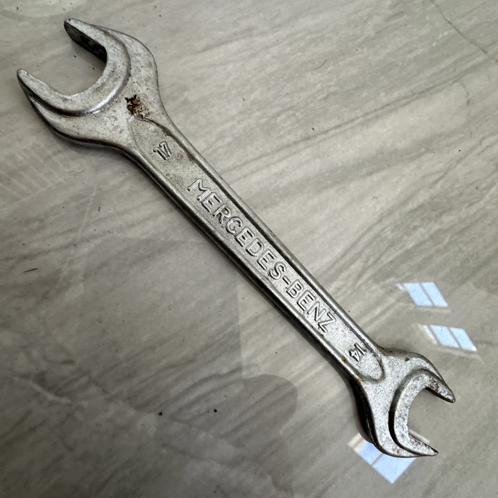 Vintage Mercedes-Benz Double Open End Wrench 14mm & 17mm Unior Germany