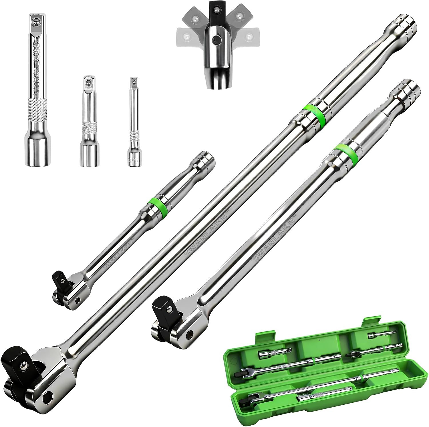 6-Piece Premium Breaker Bar Set, 1/4″, 3/8″ & 1/2″ Drive, Heavy Duty Breaker Bar
