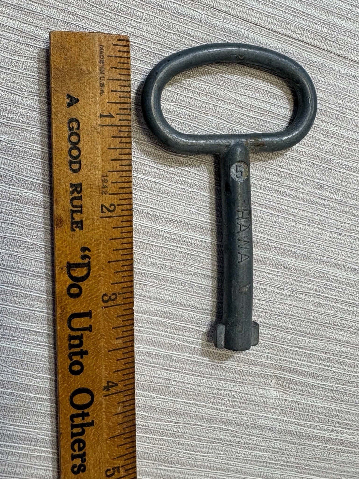 Vintage Industrial Enclosure Key HAWA brand No. 5 Electrical Cabinet/Machinery