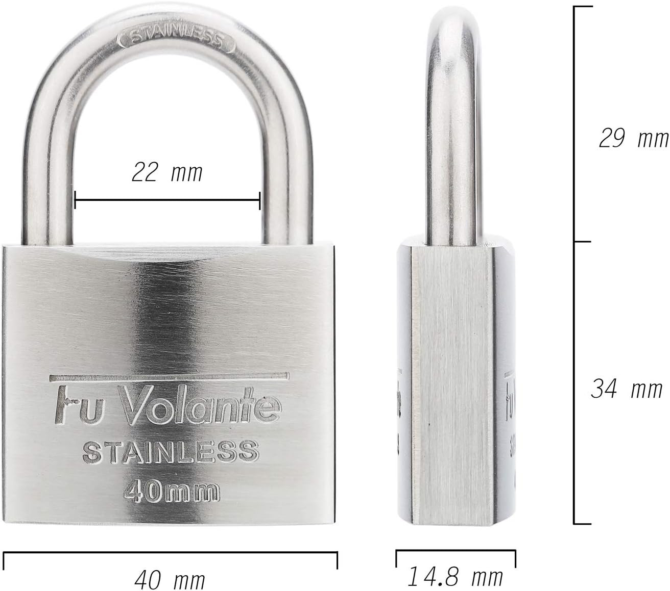 Stainless Steel Pin Tumbler Padlock, 304 Marine Series, Weatherproof Padlock for