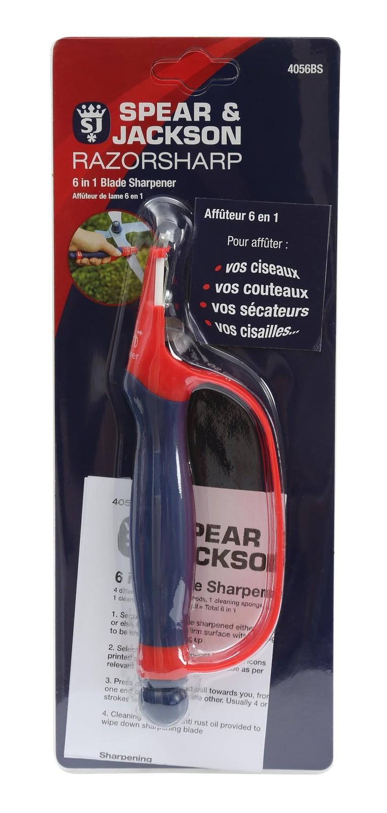 Spear & Jackson 4056BS Blade Sharpener, 6 in 1, Red & Blue 6 in 1 Sharpener