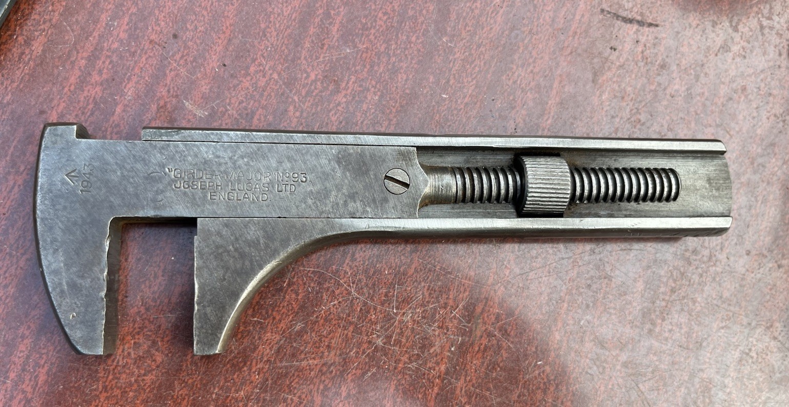 JOSEPH LUCAS GIRDER MAJOR NO 93 ADJUSTABLE WRENCH 1943 WW2 WAR FINISH