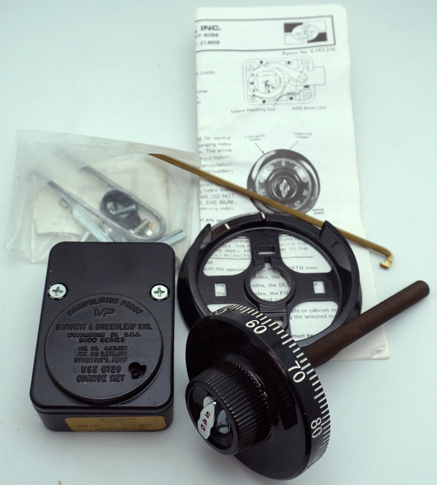 Sargent & Greenleaf Combination Safe Lock Spy Proof Dial & Ring S&G 8410-100 NOS