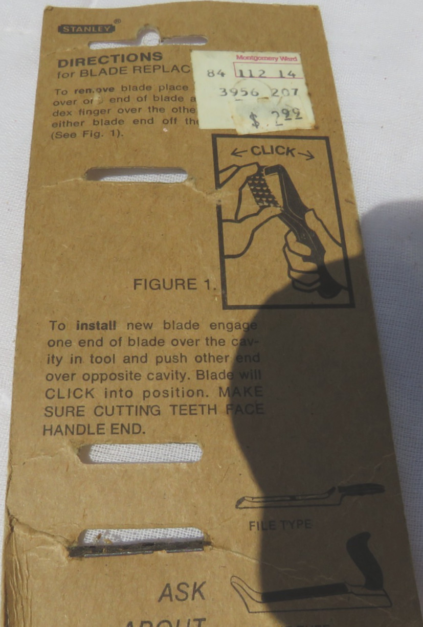 1-1978 Vintage Stanely Replacement Blade for 21-115 Shaving Tool – 2.5″ x 1 5/8″