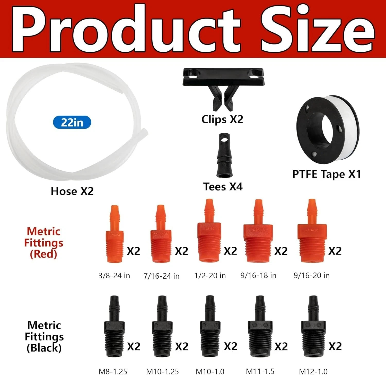 29 Pcs Master Cylinder Bleeder Kit-Brake Bleeder Kit with 22″ Hose PTFE Tape Uni