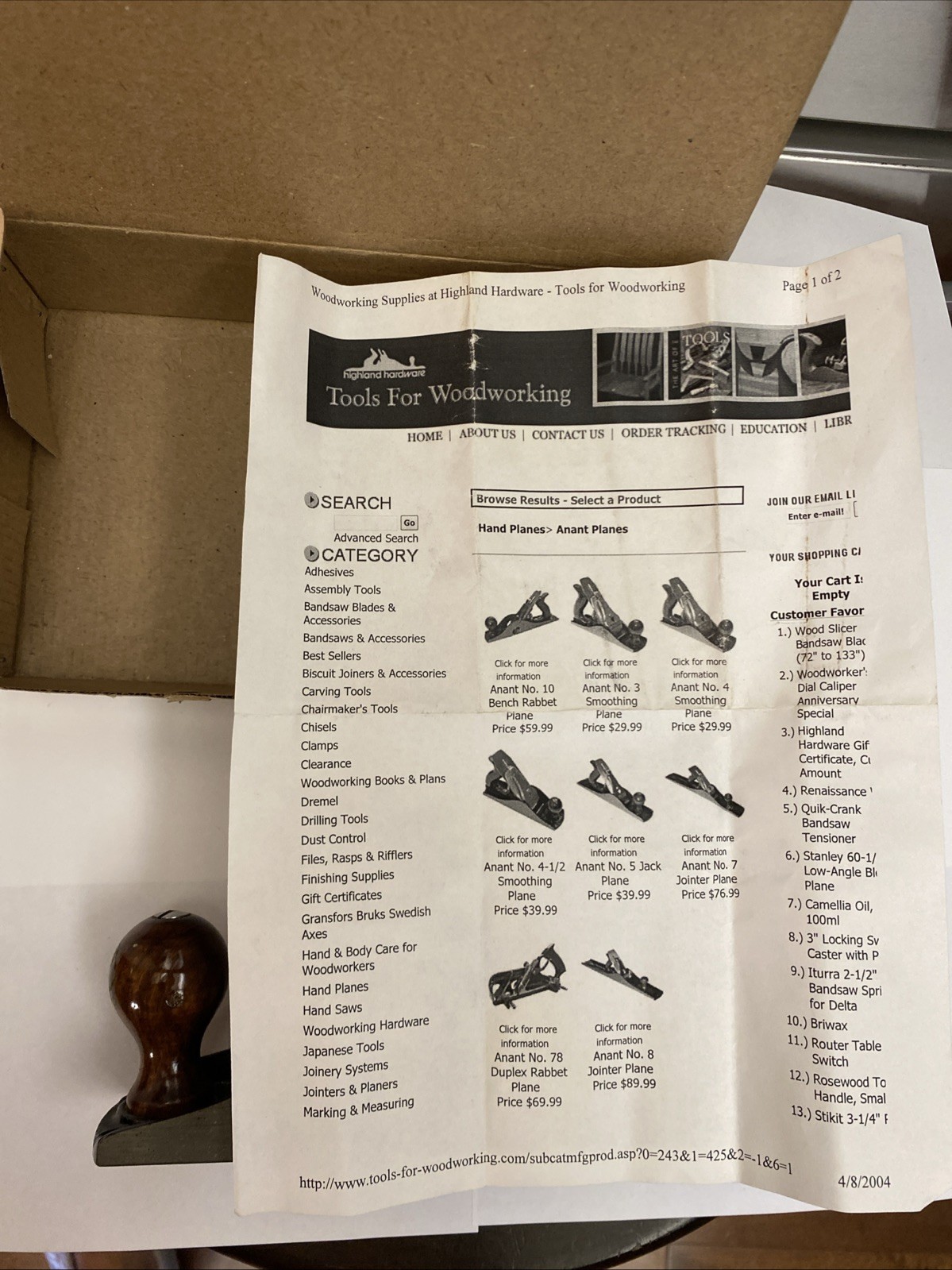 Anant A3 Iron Smooth Plane 45mm Cutter 235mm Long In Original Box Made In USA