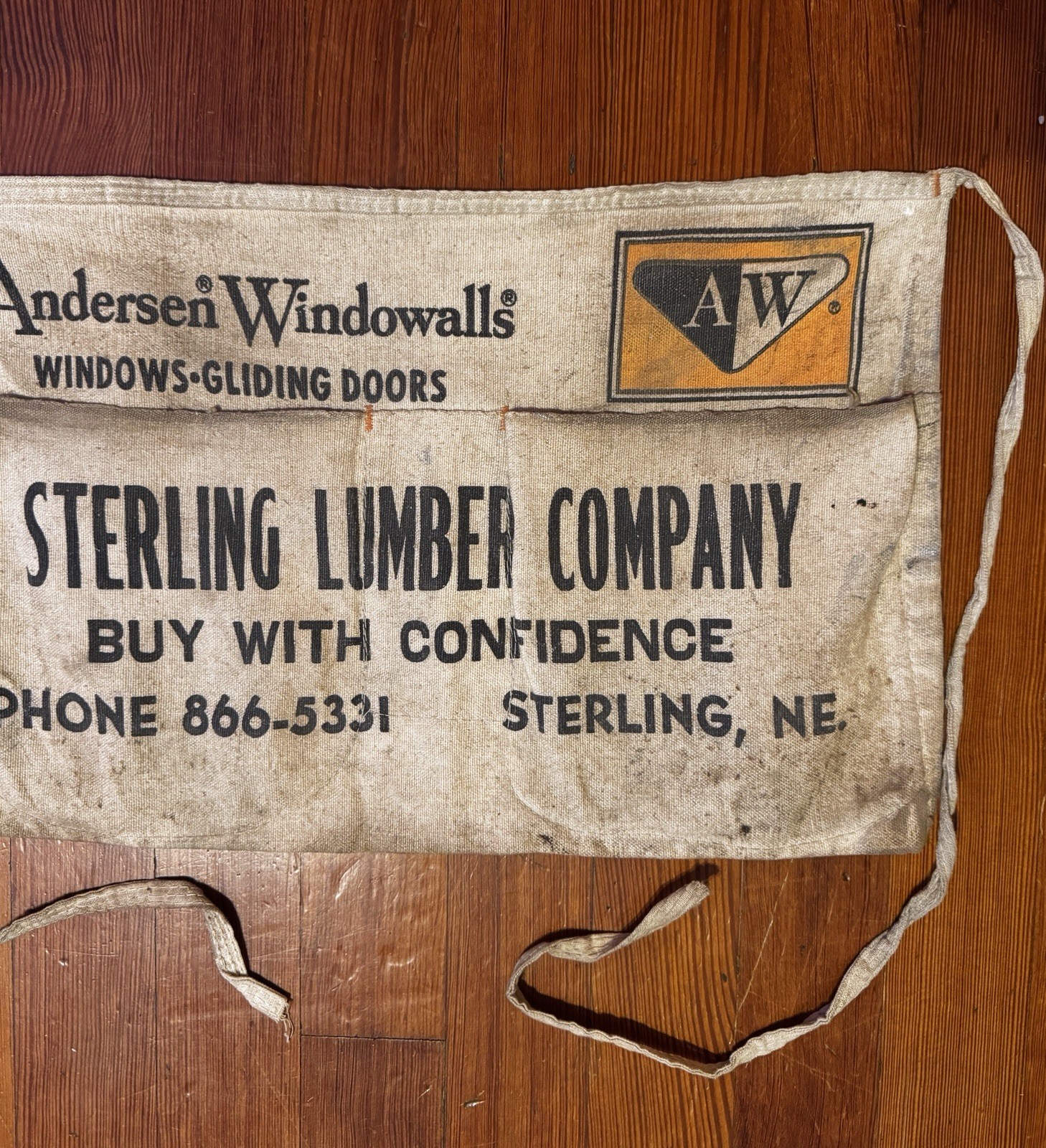 Vtg 50s 60s Advertising Sterling Lumber NE Nail Carpenter Apron Canvas Workwear