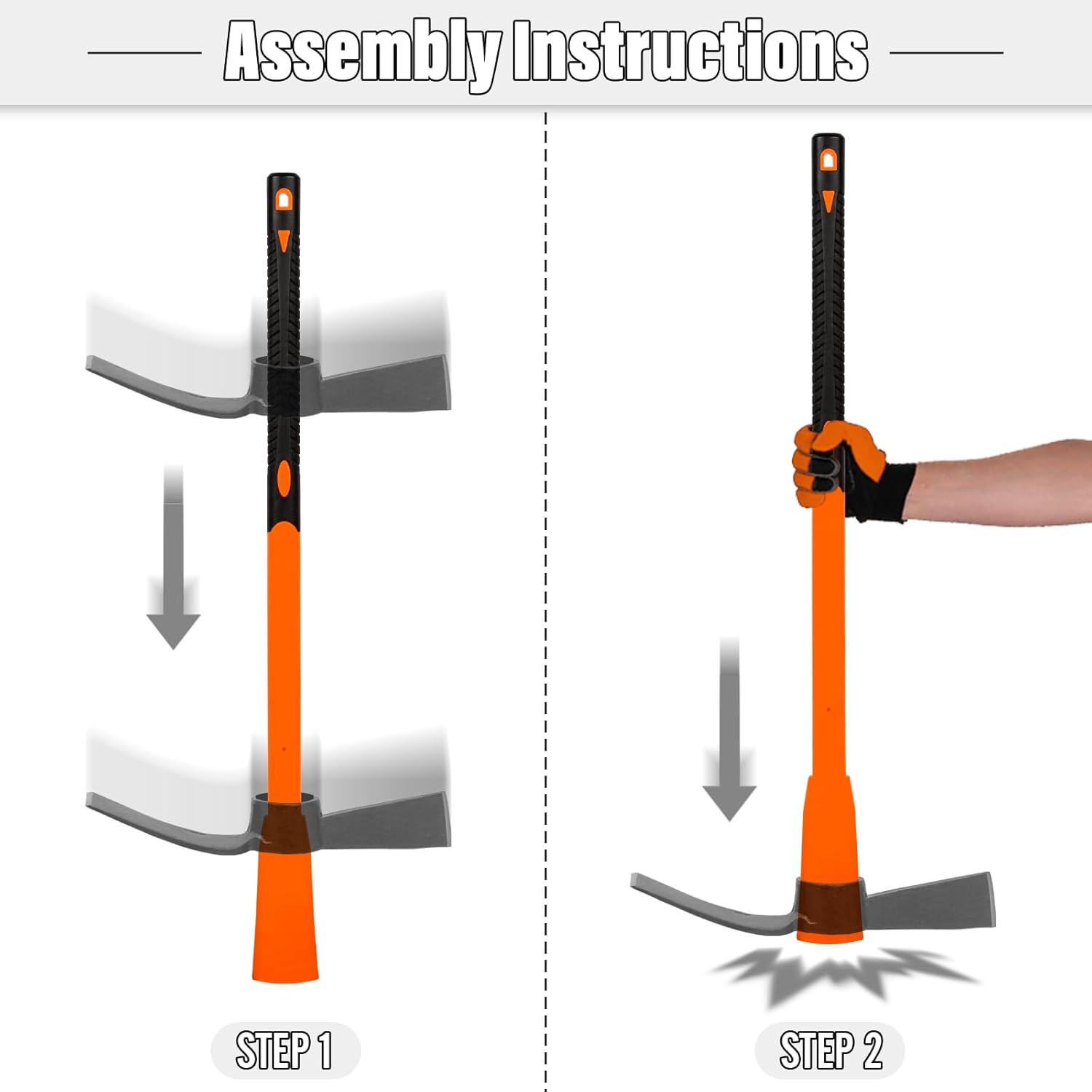 Pickaxe for Digging, Heavy Duty Pick Axe with Fiberglass Handle, 36 Inch Pick Ma
