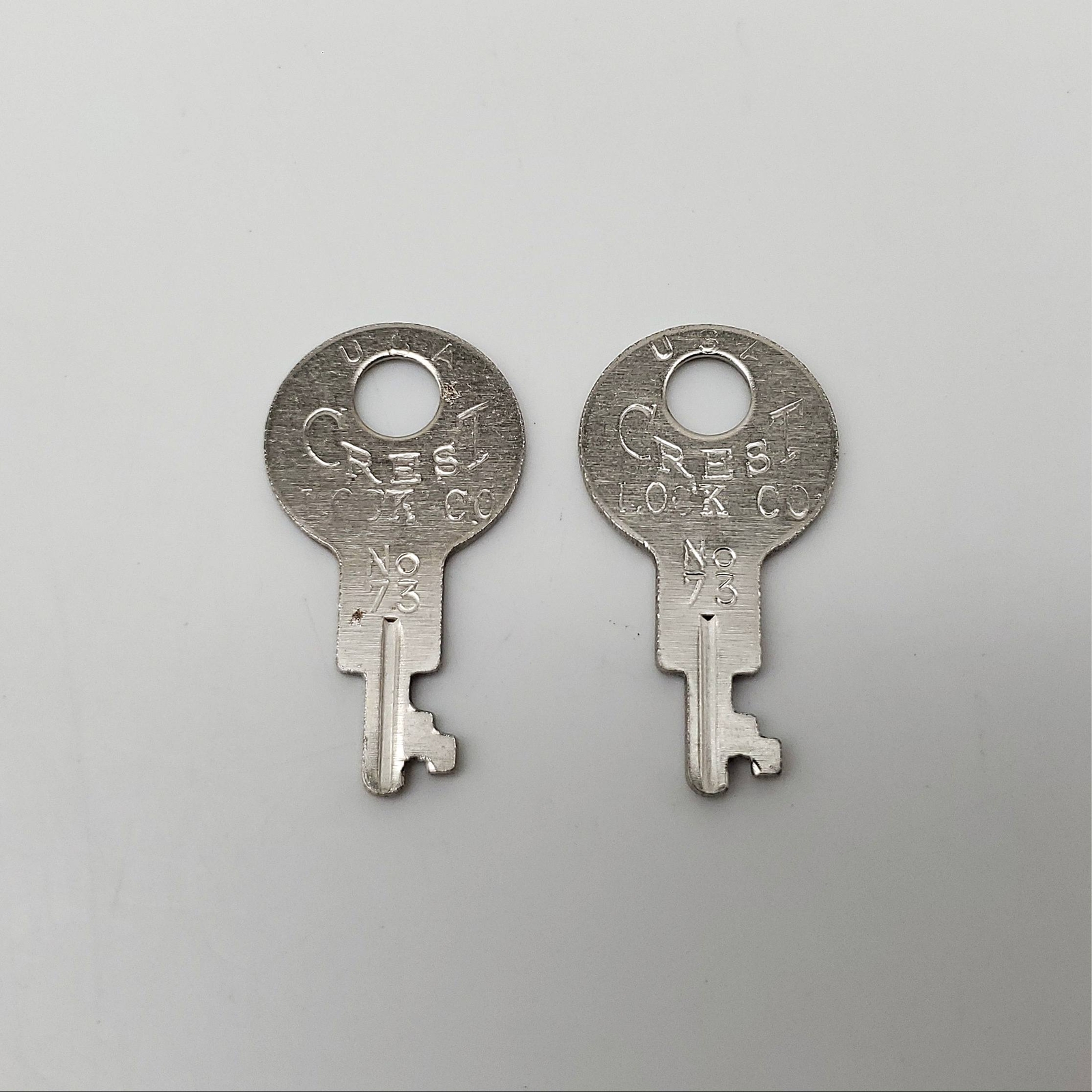2x Crest No 73 Keys Pre-Cut for Luggage, Trunk, Briefcase Flat Steel USA Made
