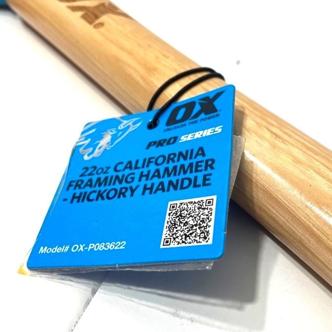 OX Tools Pro Series 22oz. California Framing Hammer, Straight Claw, Milled