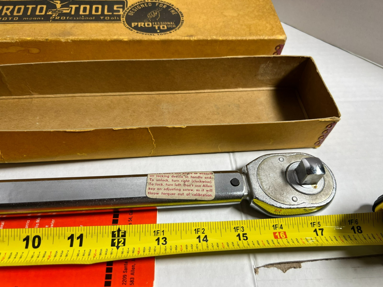 Vintage Proto Tools 6016G1 Size-3 Torque Wrench w/ Box & Handbook