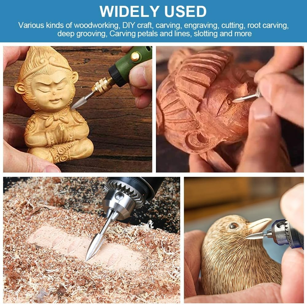 Wood Carving Tools for Rotary Tool, 5 PCS HSS Woodworking Tools Engraving Dri…