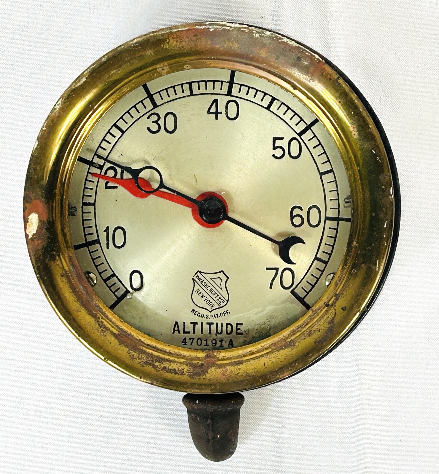 Vintage Ashcroft New York Brass Altitude Pressure Gauge Steampunk Industrial