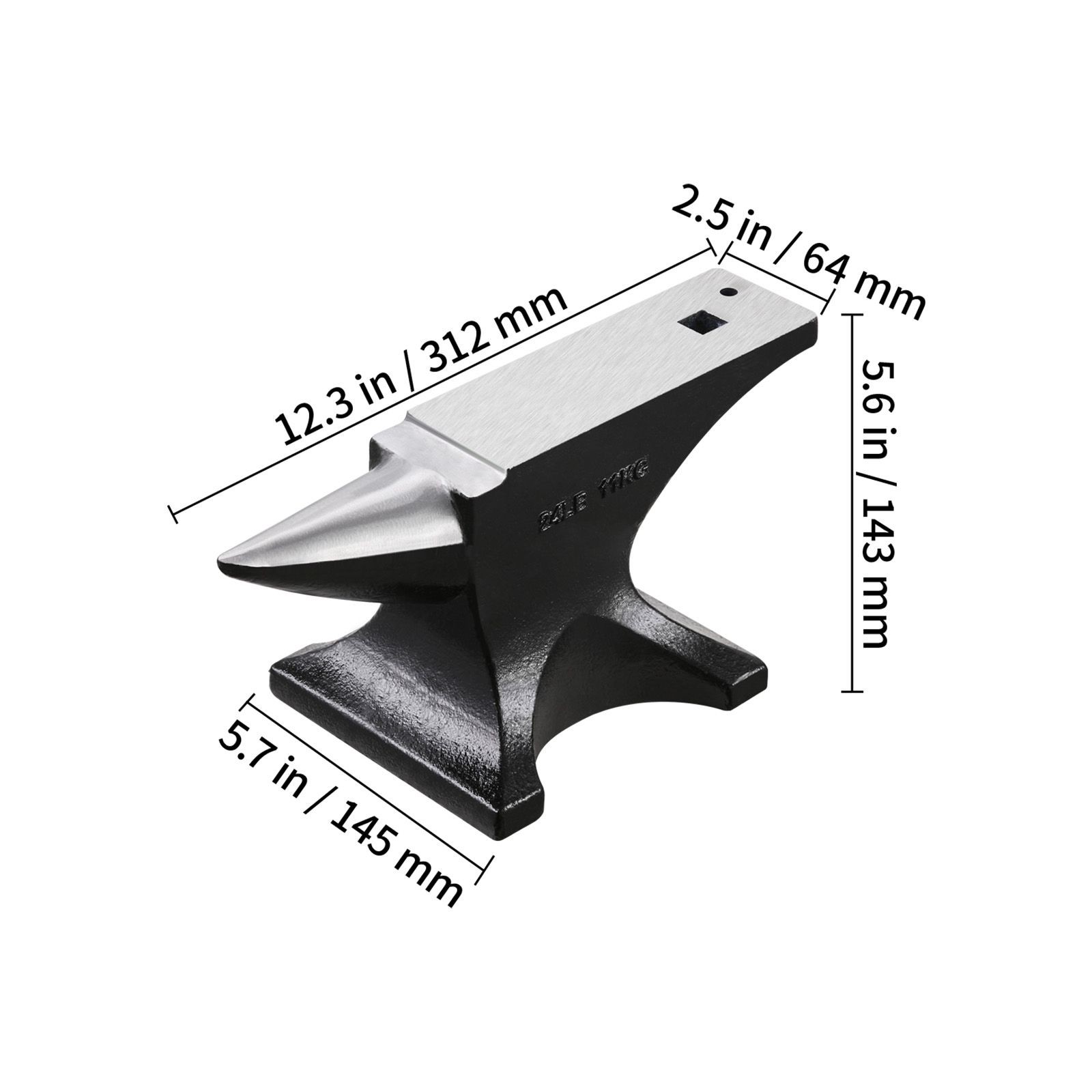 25lb Cast Steel Single Horn Anvil Blacksmithing Tool 50HRC Heat Treated