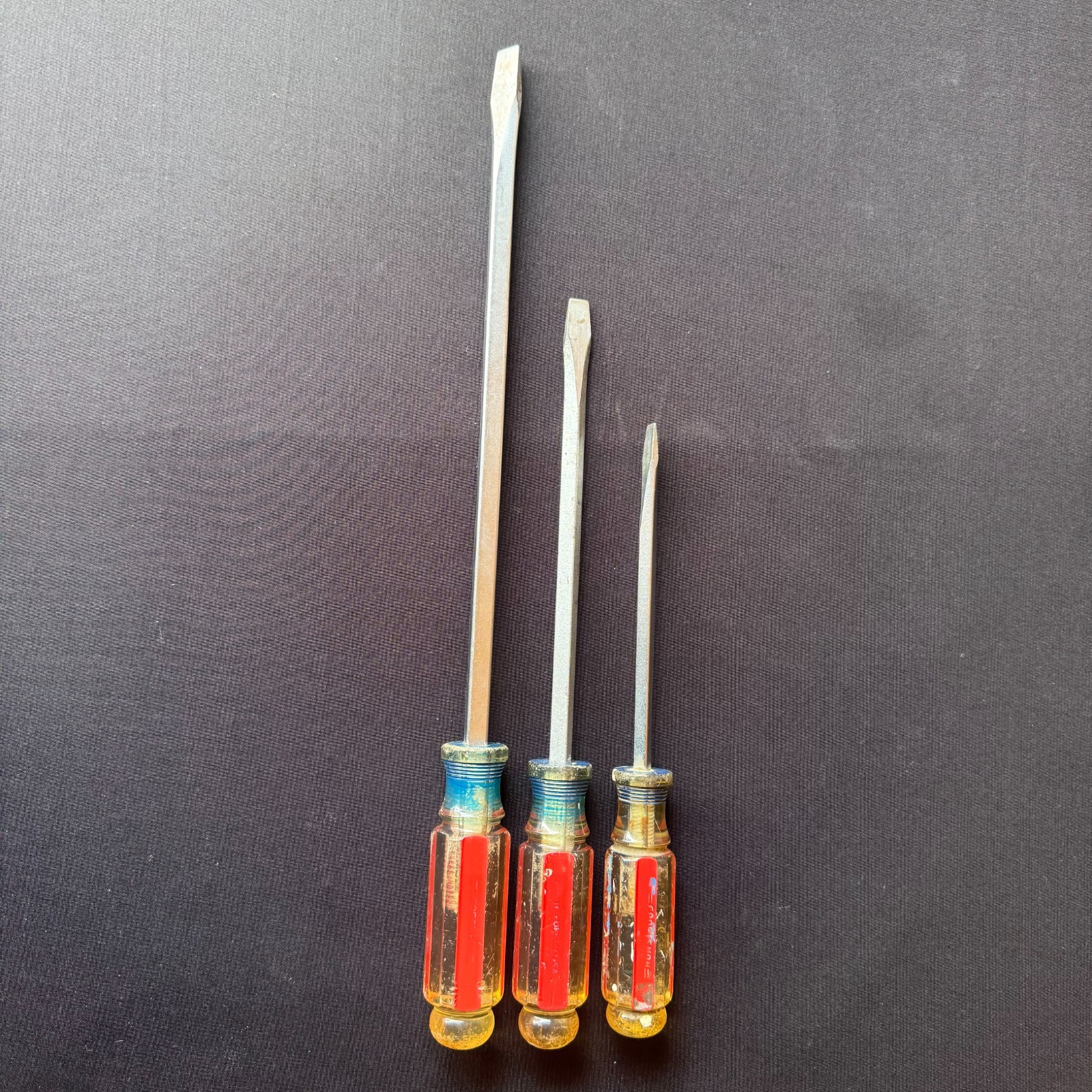 Vtg Craftsman USA Screwdriver Set Lot 3 Flathead Slotted Acetate Handle