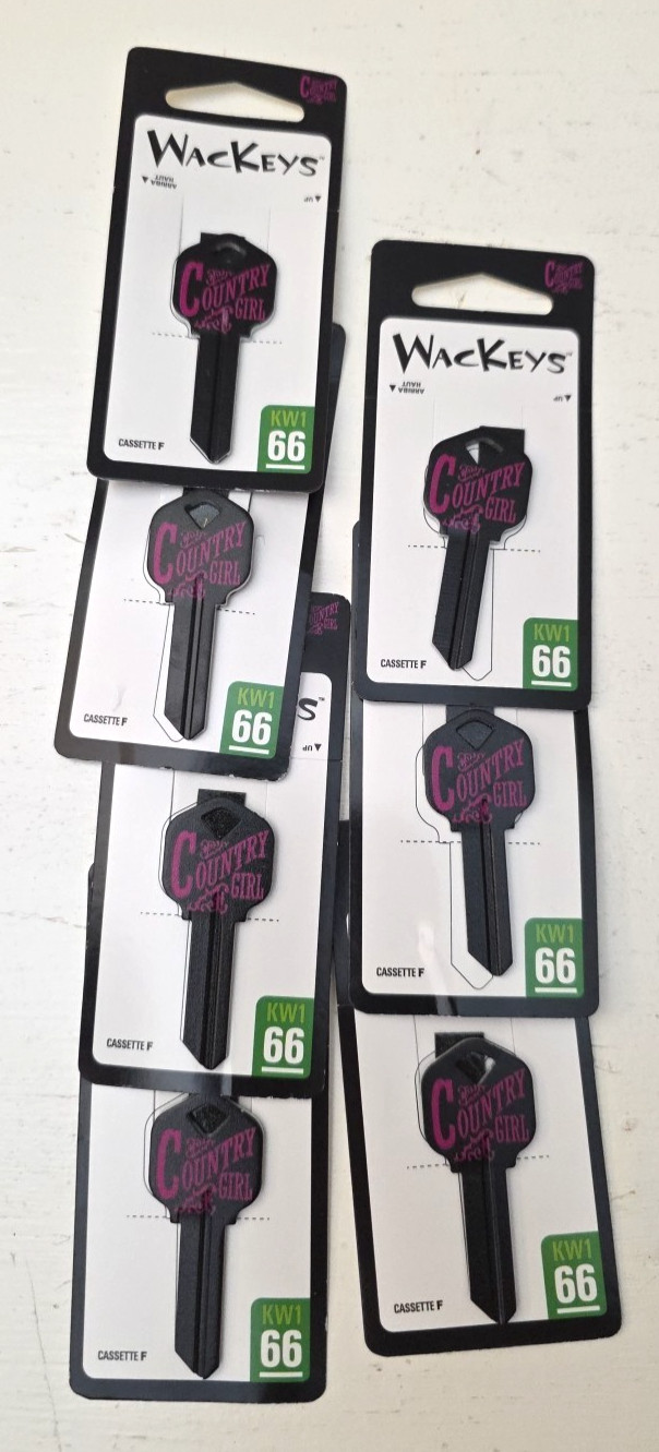 House Key blank KW1 66 Country Girl Black Pink Wackeys Kwikset Uncut Lot Of 7