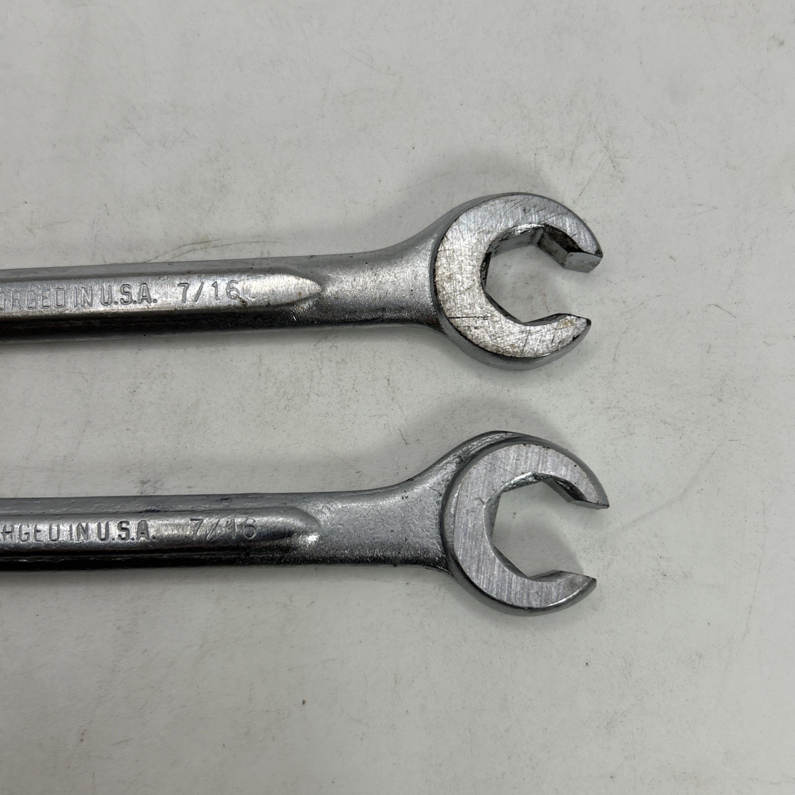 2 VINTAGE DURO-CHROME FLARE NUT LINE WRENCH 3/8” X 7/16” PART # 368