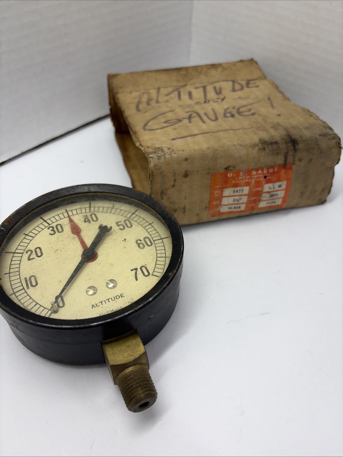 Vintage U. S. Gauge Jas. P. Marsh Corporation Altitude Pressure Gauge