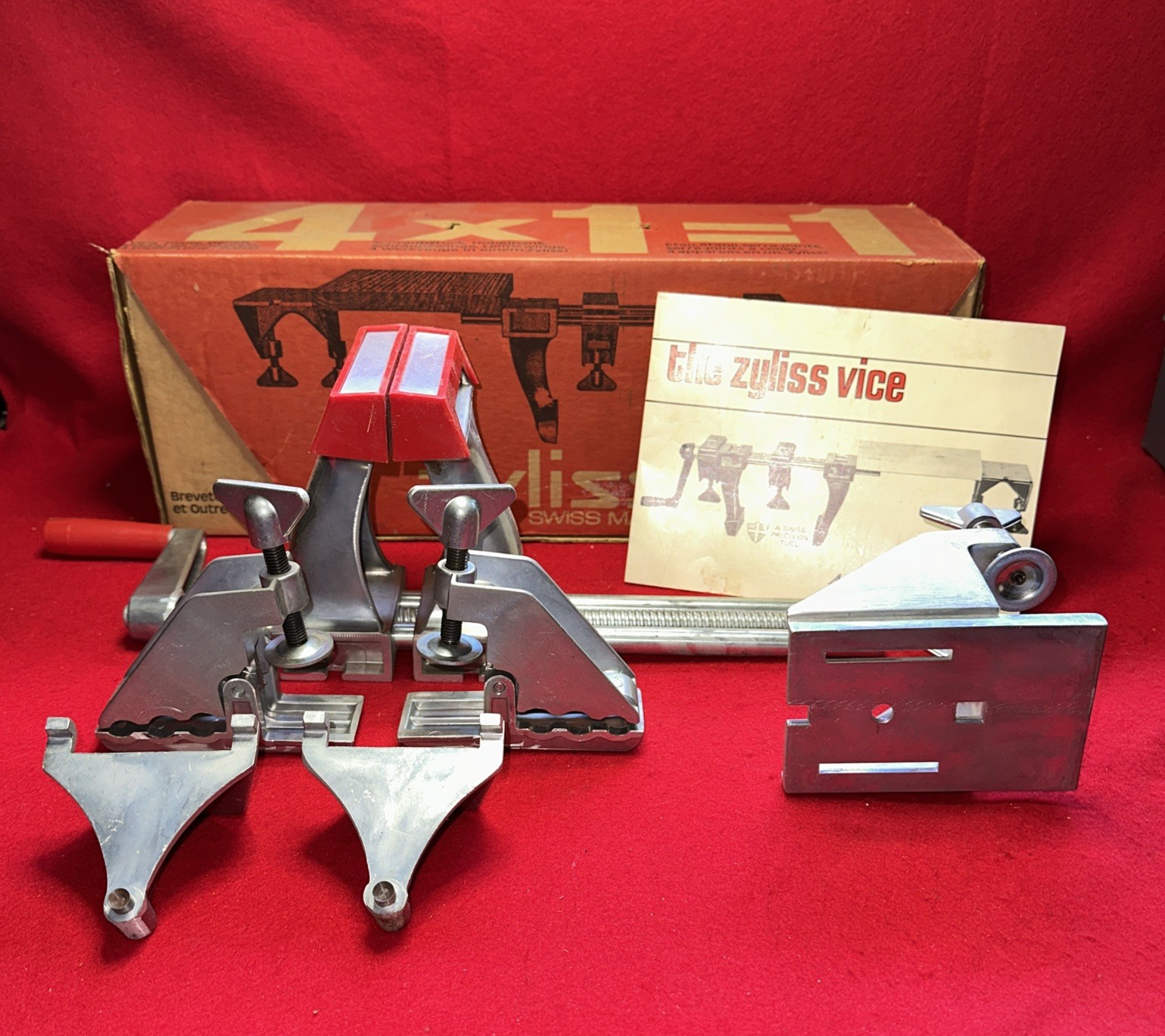 Vintage Zyliss 4×1=1 multi-purpose bench clamp w/orig box (Made in Switzerland)