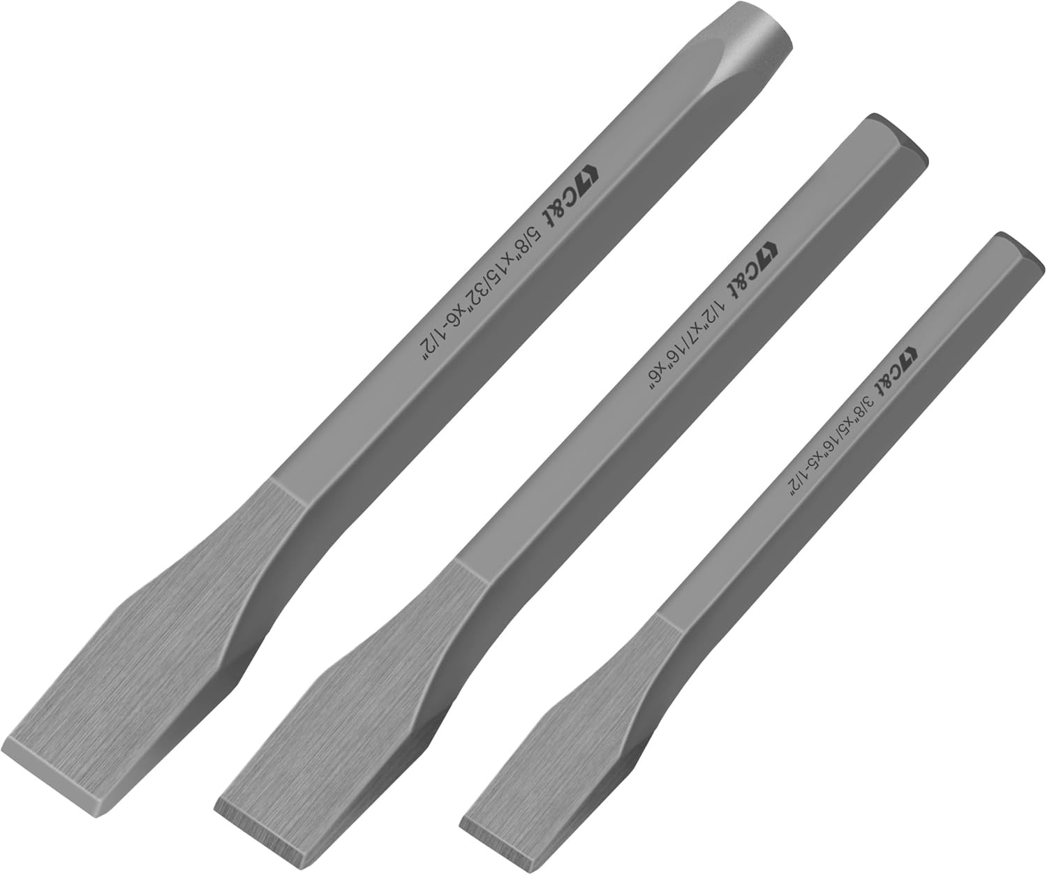 3-Piece Heavy Duty Cold Chisel Set 3/8 1/2 5/8 Inch All Purpose for Metal Wood