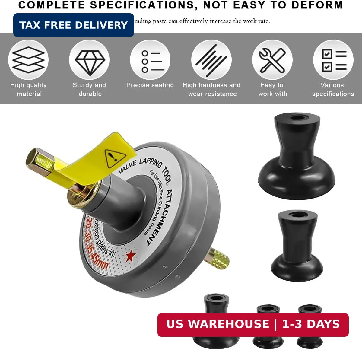 Valve Lapping Tool, Small Engine Valve Lapping Kit with 5 Suction Plates, 1000rp